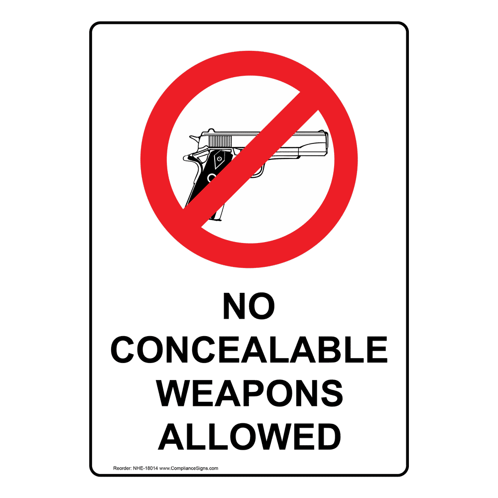 South Carolina No Concealable Weapons Sign NHE18014SouthCarolina