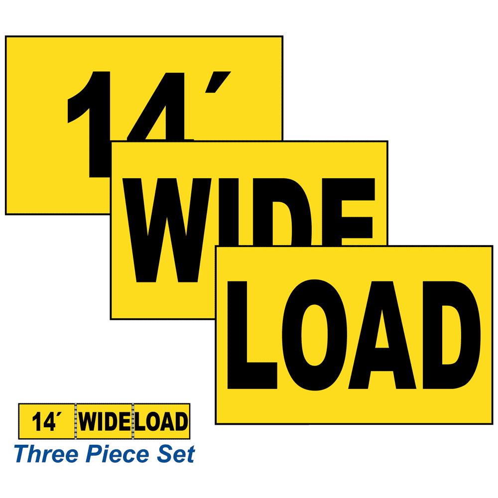 Yellow 14' WIDE LOAD 3-piece Truck Label / Magnet Set NHE-14999