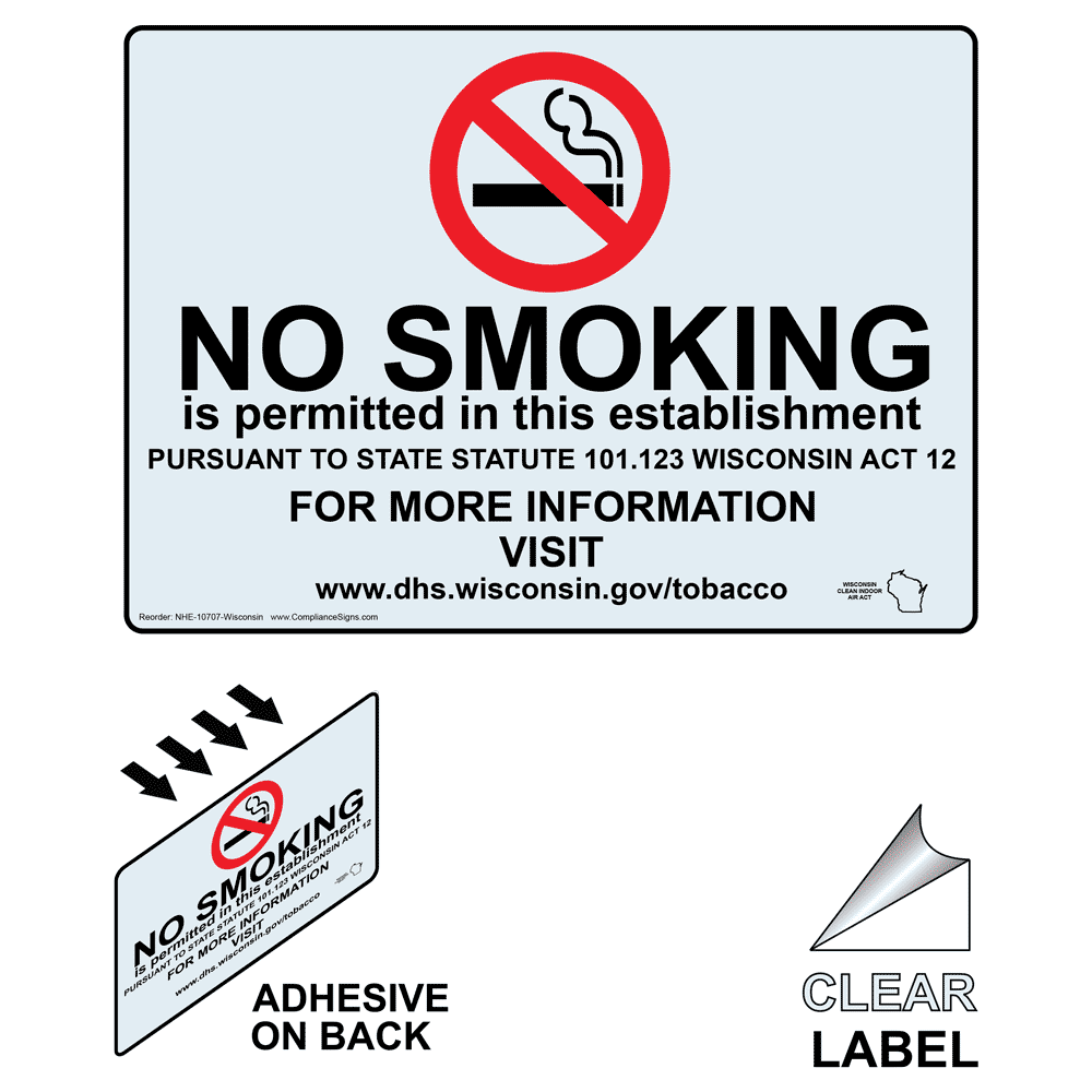 No Smoking In This Establishment Label NHE10707Wisconsin No Smoking