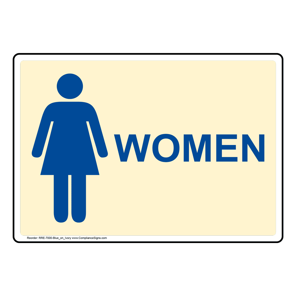 Ivory Women Restroom Sign With Symbol RRE-7000-Blue_on_Ivory