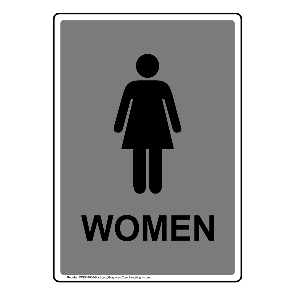 Portrait Almond Women Restroom Sign With Symbol RREP-7000-Black_on_Almond