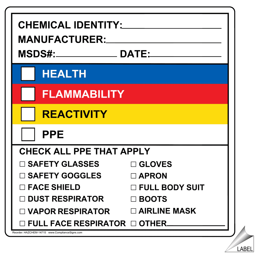 label how chemical to Date Label Manufacturer MSDS Identity HAZCHEM Chemical