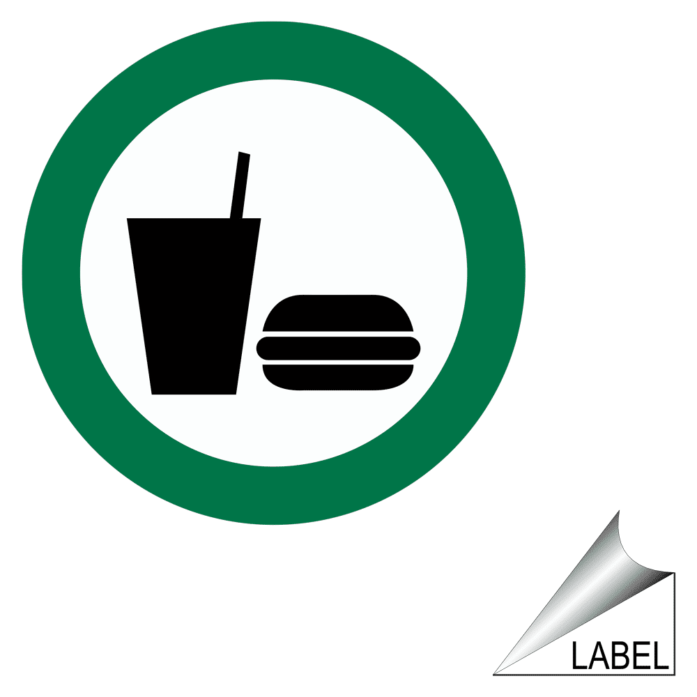 Eating And Drinking Allowed Symbol Label LABELPROHIB55c
